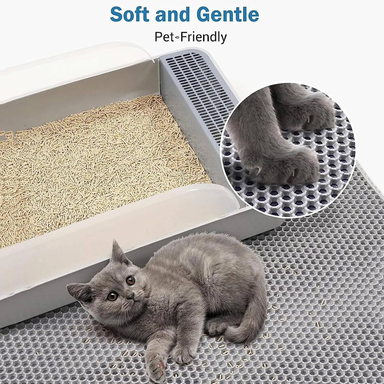 Cat Litter Mat Litter Trapping Mat, Honeycomb Double Layer Easy Clean Litter Mat Less Waste,Soft On Paws,Non-Slip, Cat Litter Trap Mat,Yellow-M