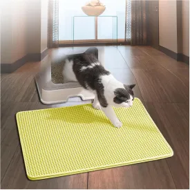 Cat Litter Mat Litter Trapping Mat, Honeycomb Double Layer Easy Clean Litter Mat Less Waste,Soft On Paws,Non-Slip, Cat Litter Trap Mat,Yellow-M