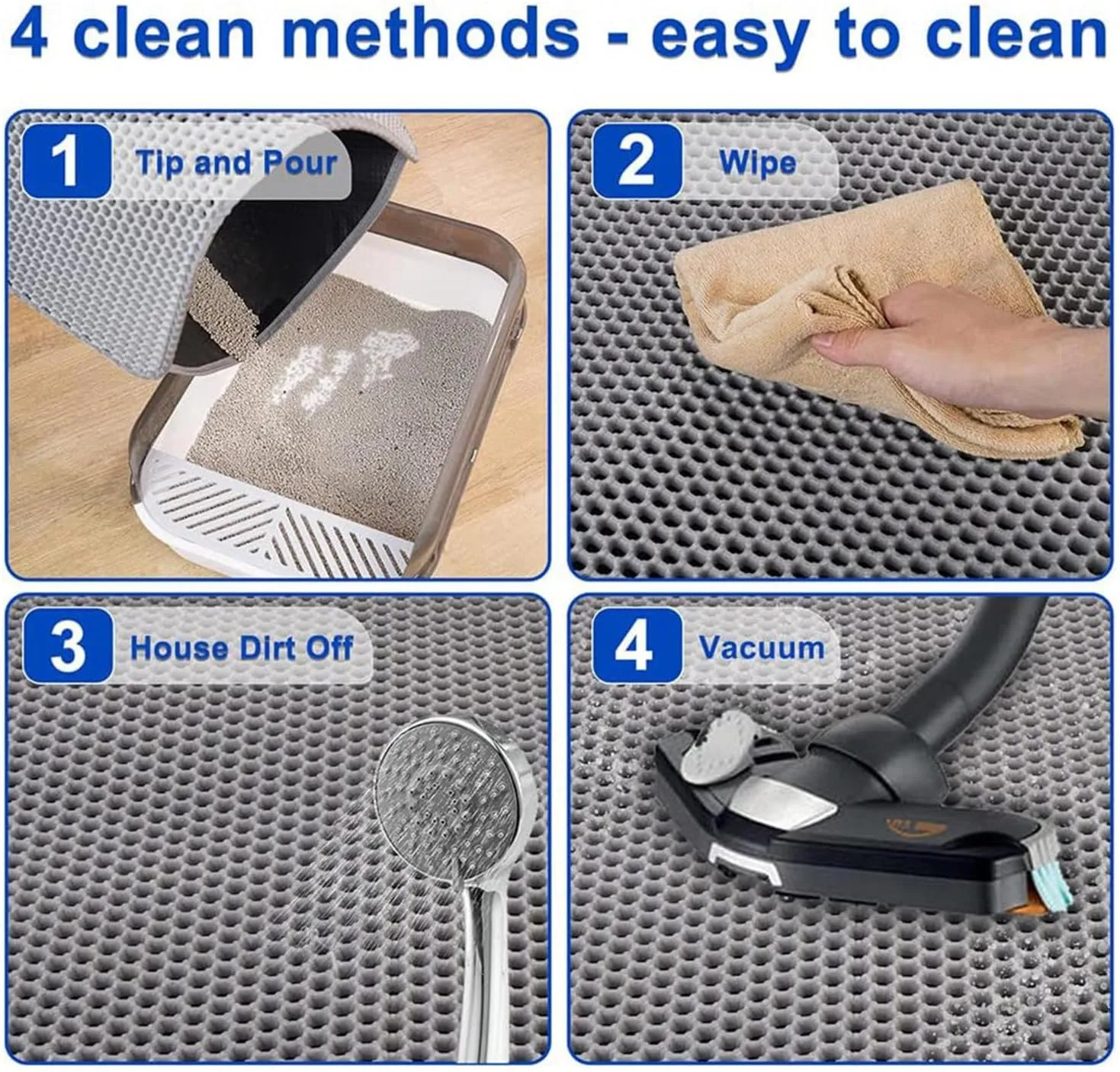 Cat Litter Mat Litter Trapping Mat, Honeycomb Double Layer Easy Clean Litterbox Mat Less Waste,Soft On Paws,Non-Slip, Cat Litter Trap Mats,Purple-M