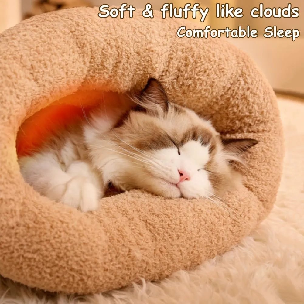 Cat Sleeping Bag for Indoor Cats Cozy Winter Cat Sleeping Bag Soft Plush Cats Sack Self Warm Bed Cave Fluffy Kitten Hideaway Calming Tunnel Bed for Kittens (Gray, L-21.3x17.7in)
