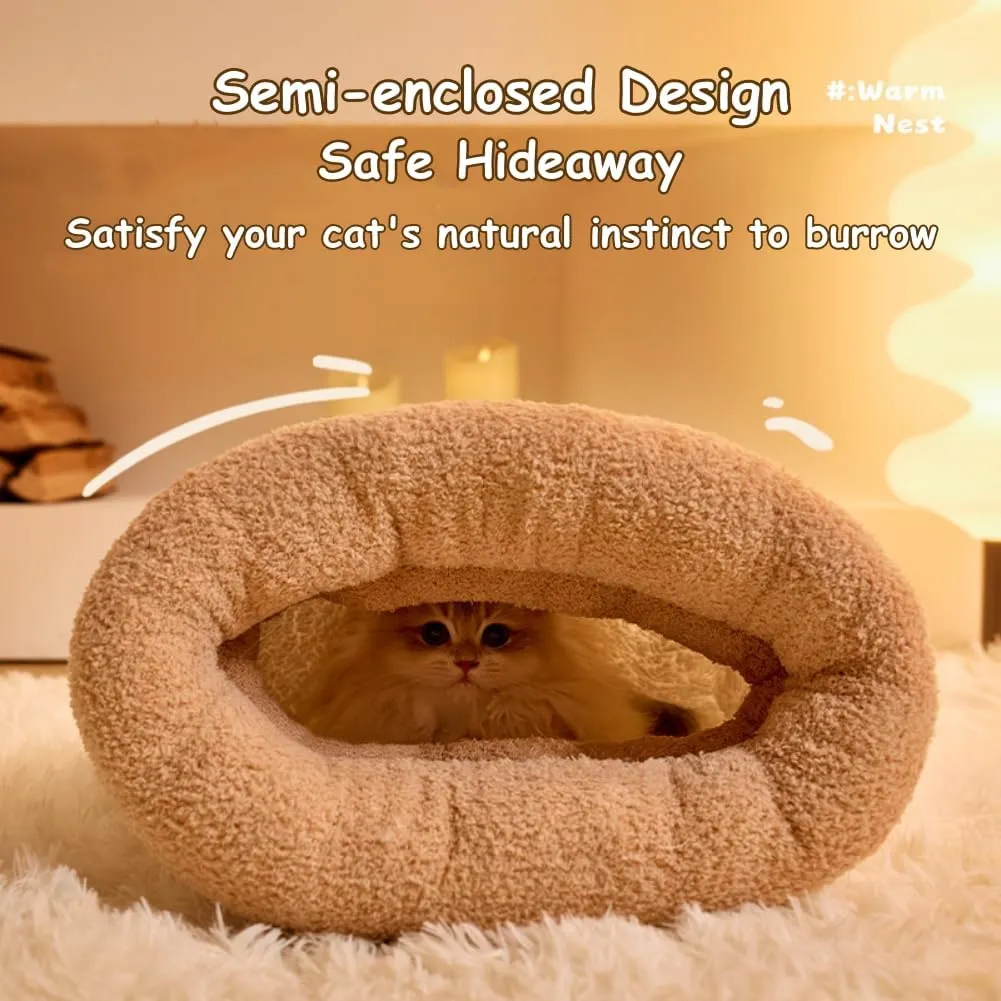 Cat Sleeping Bag for Indoor Cats Cozy Winter Cat Sleeping Bag Soft Plush Cats Sack Self Warm Bed Cave Fluffy Kitten Hideaway Calming Tunnel Bed for Kittens (Gray, L-21.3x17.7in)