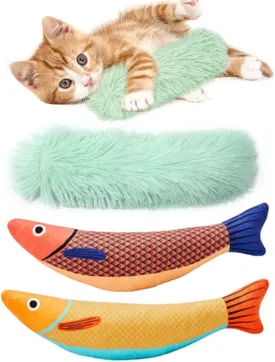 Cat Toys Cat Pillows, 3-Pack Soft and Durable Crinkle Sound Catnip Toys, Interactive Cat Kicker Toys for Cats, Promote Kitten Exercise Outdoor or Indoor