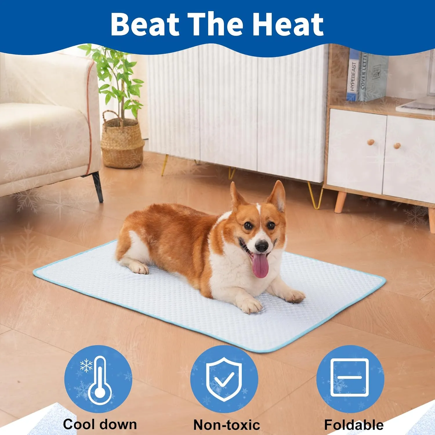 Cooling Mat for Dogs, 35"x23" Cats Cooling Mat, Premium Pets Cool Pad for Crate Kennel, Indoor Cats Cool Sleeping Bed, Q-MAX >0.45, Pets Cool Pad for Summer (Large)