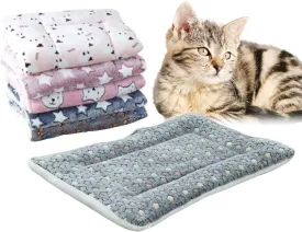 Cozy Calming Cat Blanket, 2023 Premium Small Blanket Plush Self Warming Printed Pet Blanket, Upgrade No Electric Heated Cat Bed, Fluffy Flannel Cushion Soft Warm Mat Pets Mattress (Blue, X-Large)