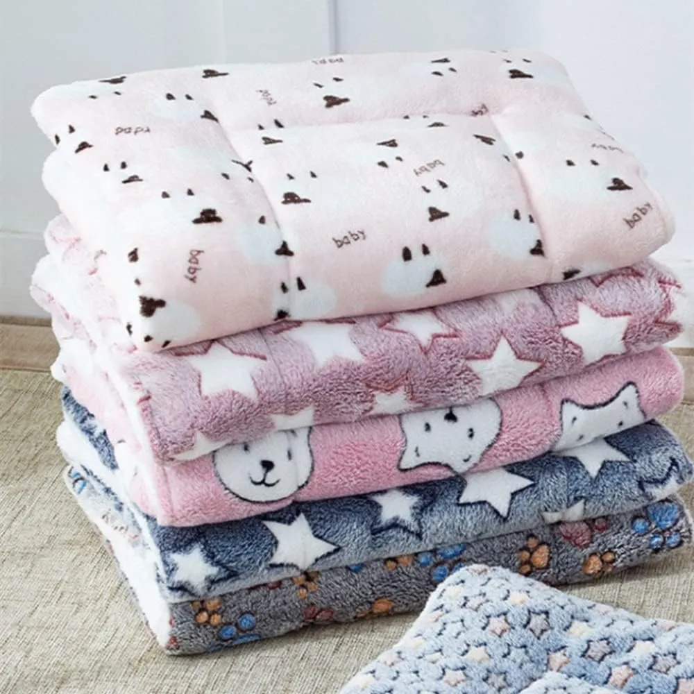 Cozy Calming Cat Blanket, 2023 Premium Small Blanket Plush Self Warming Printed Pet Blanket, Upgrade No Electric Heated Cat Bed, Fluffy Flannel Cushion Soft Warm Mat Pets Mattress (Blue, X-Large)