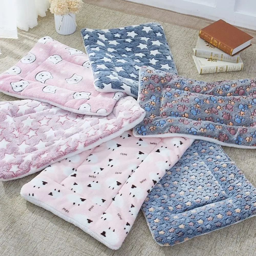 Cozy Calming Cat Blanket, 2023 Premium Small Blanket Plush Self Warming Printed Pet Blanket, Upgrade No Electric Heated Cat Bed, Fluffy Flannel Cushion Soft Warm Mat Pets Mattress (Blue, X-Large)