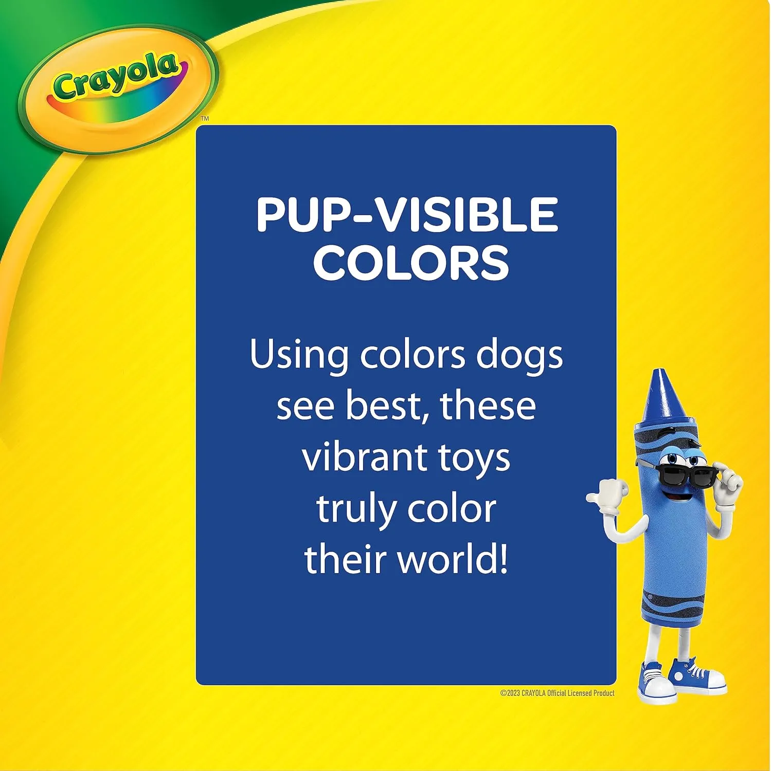 Crayola for Pets 2pk Balls in Pup-Visible Colors Dogs See Best, Embossed Texture for Easy Grip Fetch and Chew, TPR, Rubber Chew Toys for Dogs, Yellow   Blue Tennis Ball Style Dog Toys