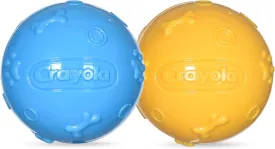 Crayola for Pets 2pk Balls in Pup-Visible Colors Dogs See Best, Embossed Texture for Easy Grip Fetch and Chew, TPR, Rubber Chew Toys for Dogs, Yellow   Blue Tennis Ball Style Dog Toys