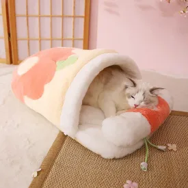 Cute Pet House,Cat Sleeping Bag with Pillow,Cat Slipper Bed,Covered Hide Hood Cute Cave Cat Bed,Calming Dog Bed,Soft Warm Cozy Pet Supplies for Cat and Puppies Below 17lbs