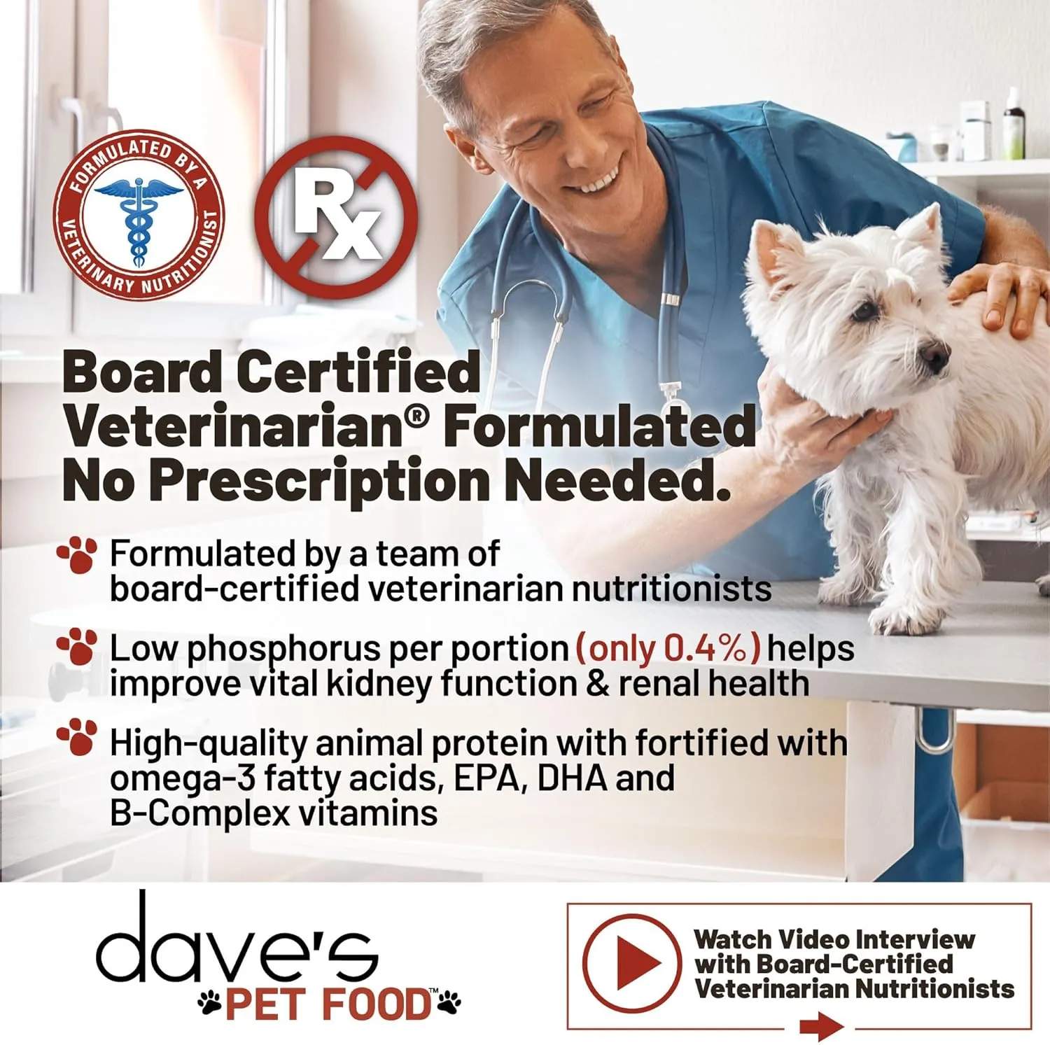 Daves Pet Food Kidney Care Dog Food (Chicken Formula Crumble), Non-Prescription, Low Phosphorus, Low Protein , Renal Kidney Support, Vet Formulated, 4 lb