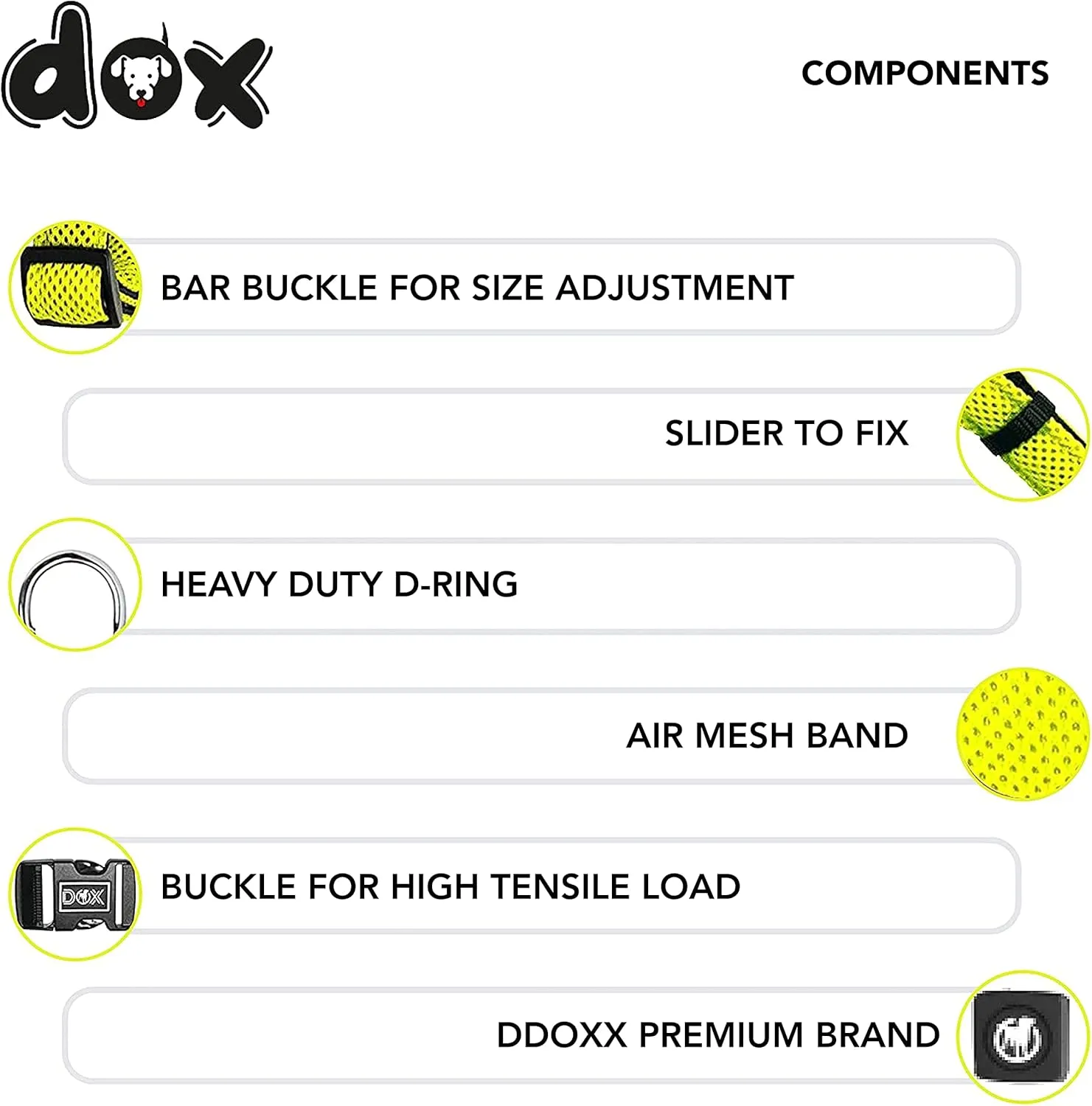 DDOXX Dog Collar Air Mesh, Adjustable, Padded | Many Colors & Sizes | for Small, Medium & Large Dogs | Collars cat Puppy pet Kitten | Yellow, XS