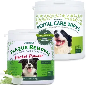 Deep Dental Cleaning Kit, Dental Care Wipes to Clean Plaque on The Surface of The Teeth, Dental Powder with Probiotic to Solve Oral Problems from The Inside of Digestion