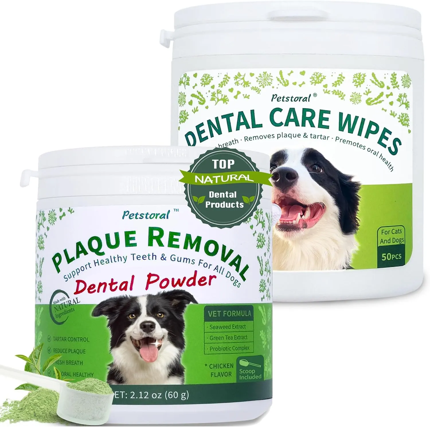Deep Dental Cleaning Kit, Dental Care Wipes to Clean Plaque on The Surface of The Teeth, Dental Powder with Probiotic to Solve Oral Problems from The Inside of Digestion