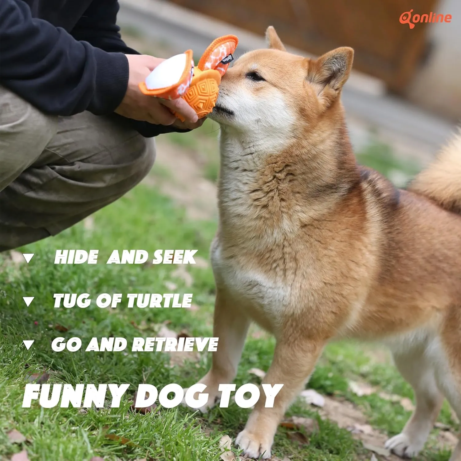Dog Chew Toys,Puppy Teeth Chew Toys Durable Rubber Material Turtle Shape Dog Toys with 2 Tennis Ball (Orange)