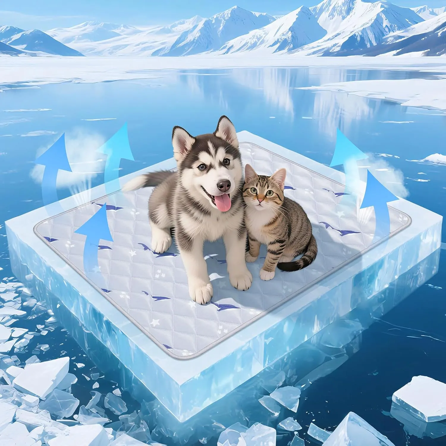 Dog Cooling Mat, Cooling Mat for Dogs, Breathable Dog Bed with Non-Slip Design, Portable & Washable Pet Pad for Indoor, Outdoor, Crate, Summer Cat Bed, Cool Pet Pad, Gel-Free, 21"x27"