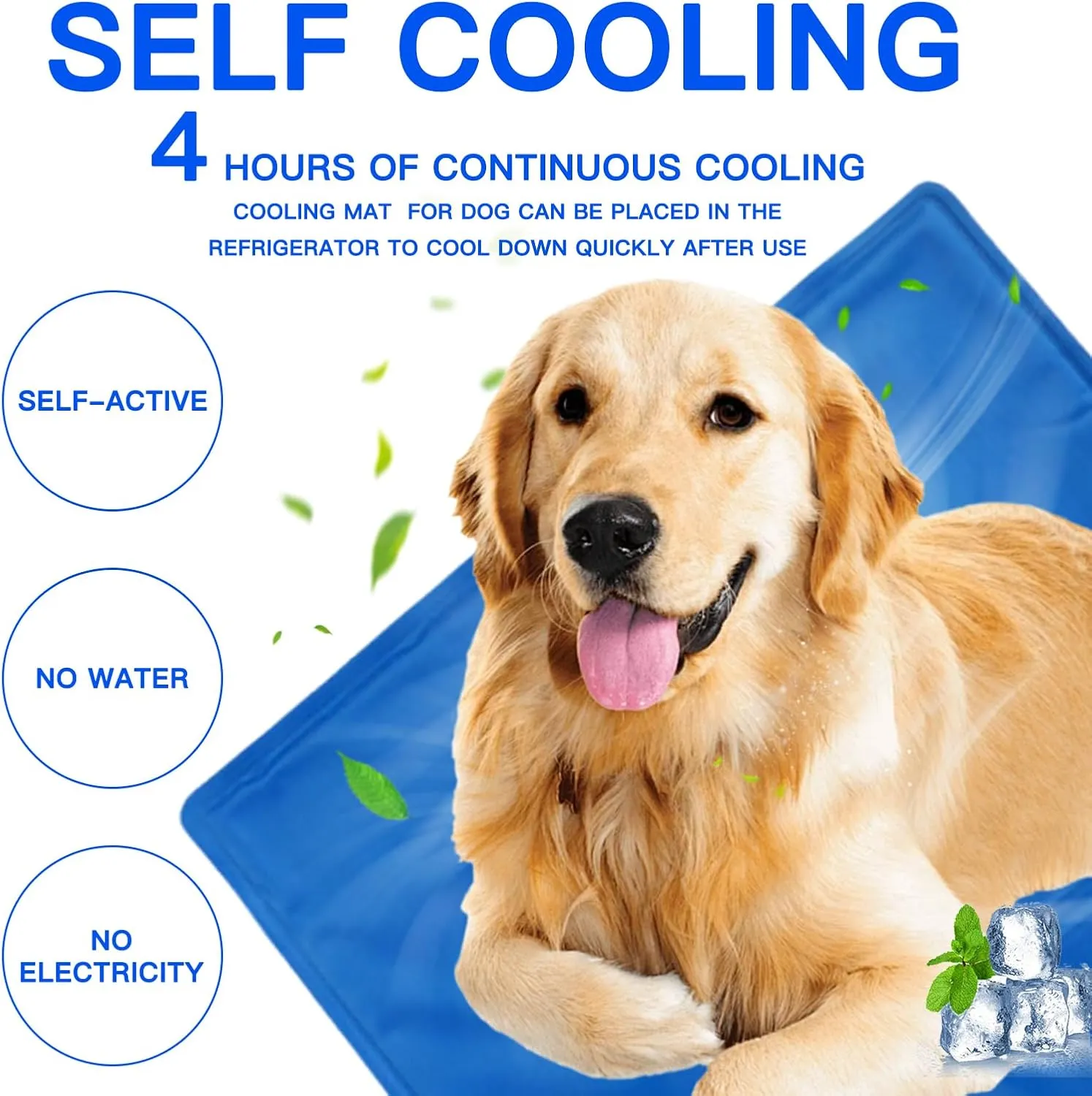 Dog Cooling Mat Gel: Large Cooling Pad for Dog (31.4" x 47.2", Blue)