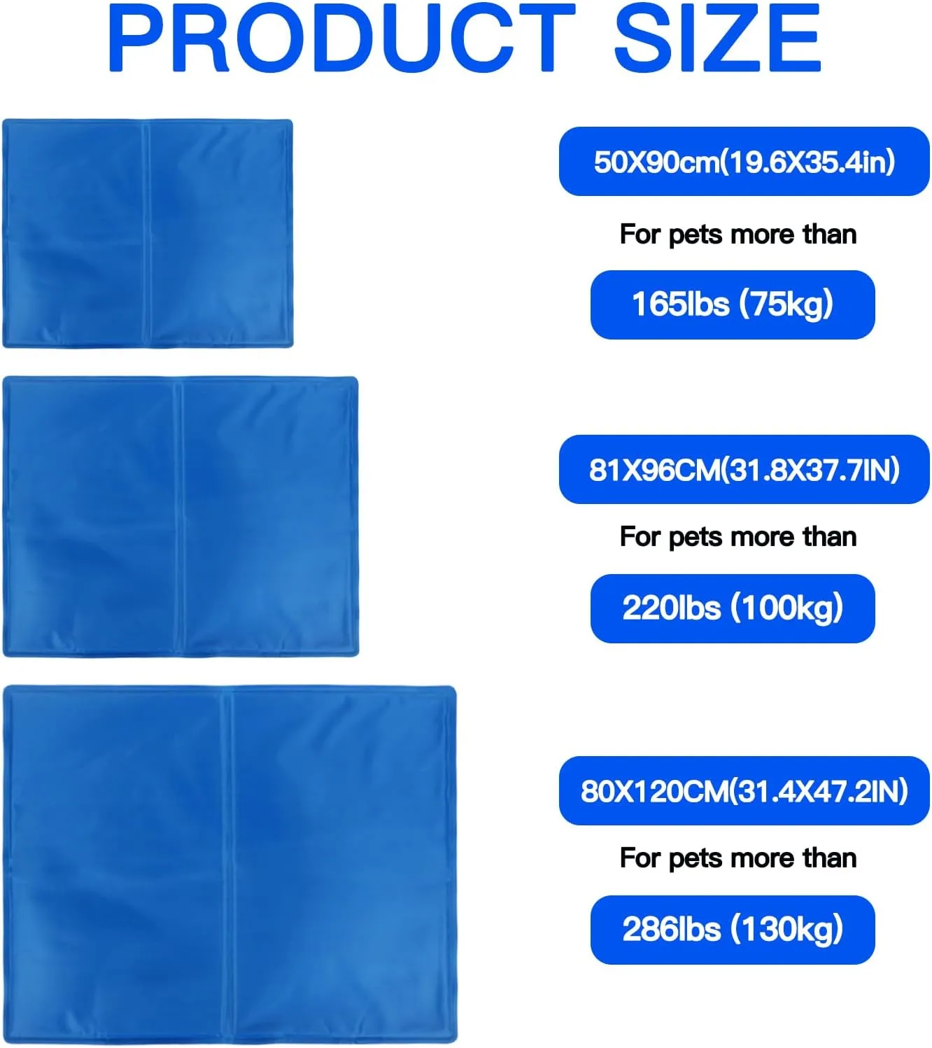 Dog Cooling Mat Gel: Large Cooling Pad for Dog (31.4" x 47.2", Blue)