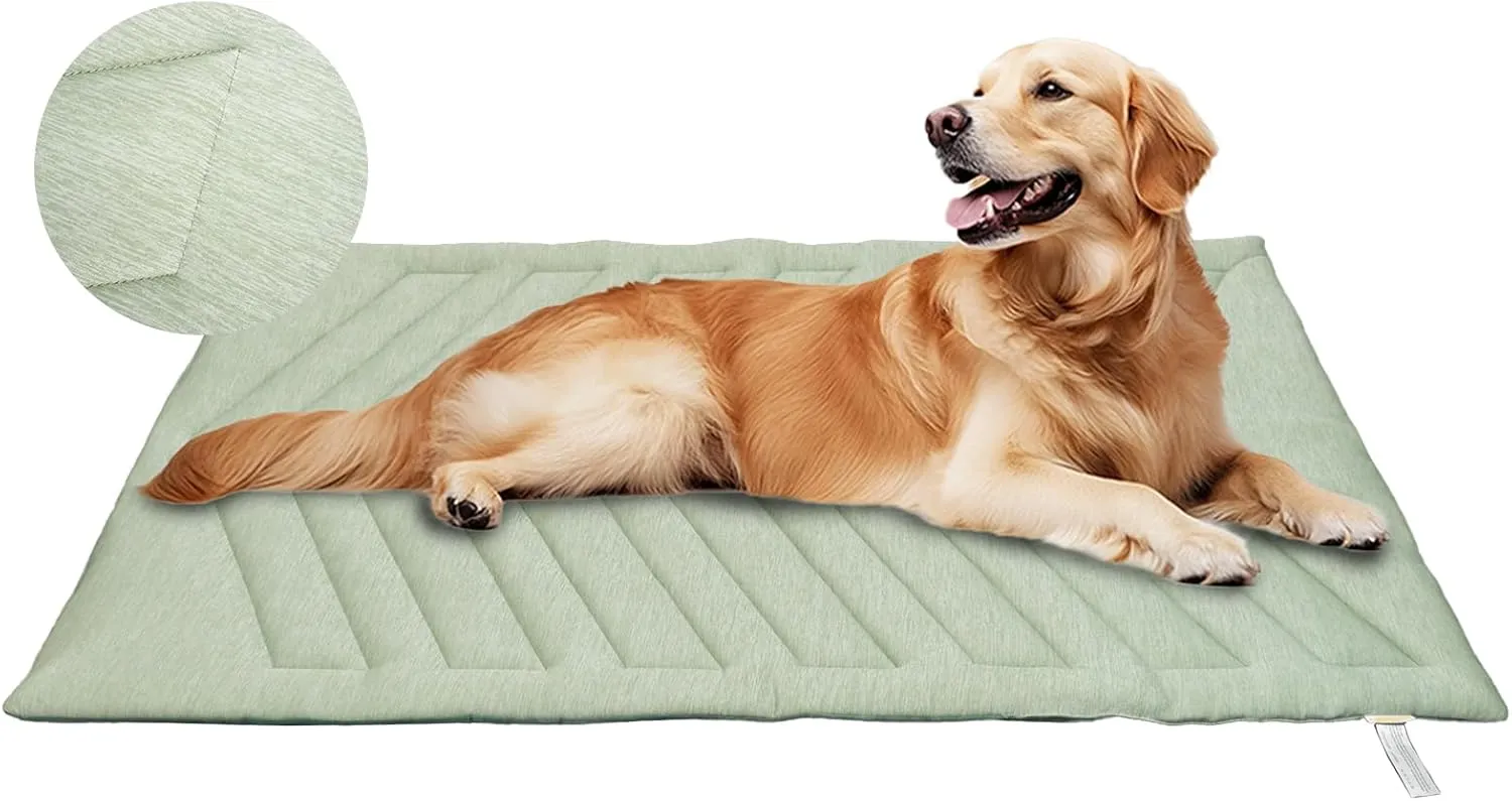 Dog Cooling Mat Ice Green, 91X58cm No Gel, Cool Fabric Top & Velvet Back Cat Blanket, Washable, Dog Cooling Pad Available in 3 Sizes, Summer Relief for Dogs & Cats-A Size