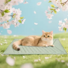 Dog Cooling Mat Ice Green, 91X58cm No Gel, Cool Fabric Top & Velvet Back Cat Blanket, Washable, Dog Cooling Pad Available in 3 Sizes, Summer Relief for Dogs & Cats-A Size