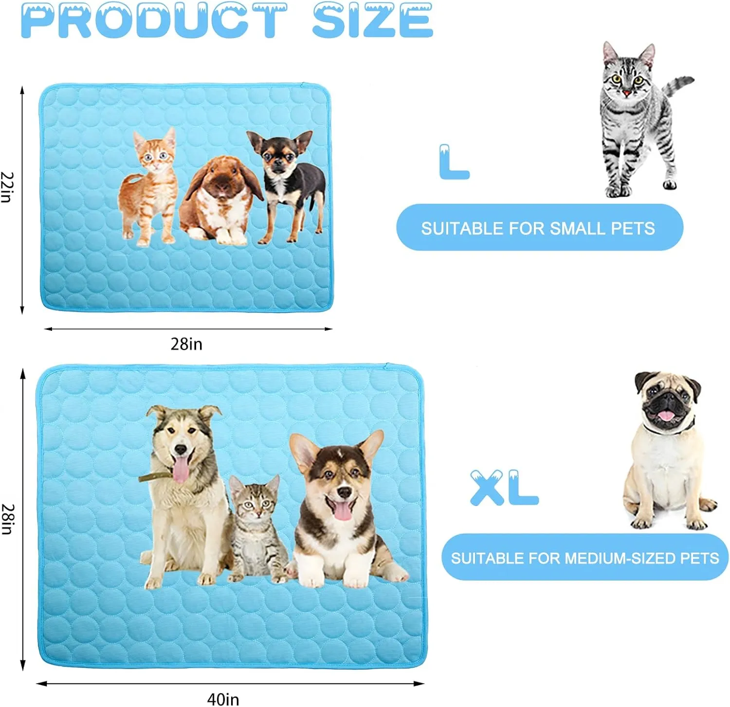 Dog Cooling Mat Large Cooling Pad Summer Pet Bed for Dogs Cats Kennel Pad Breathable Pet Self Cooling Blanket Dog Crate Sleep Mat Machine Washable