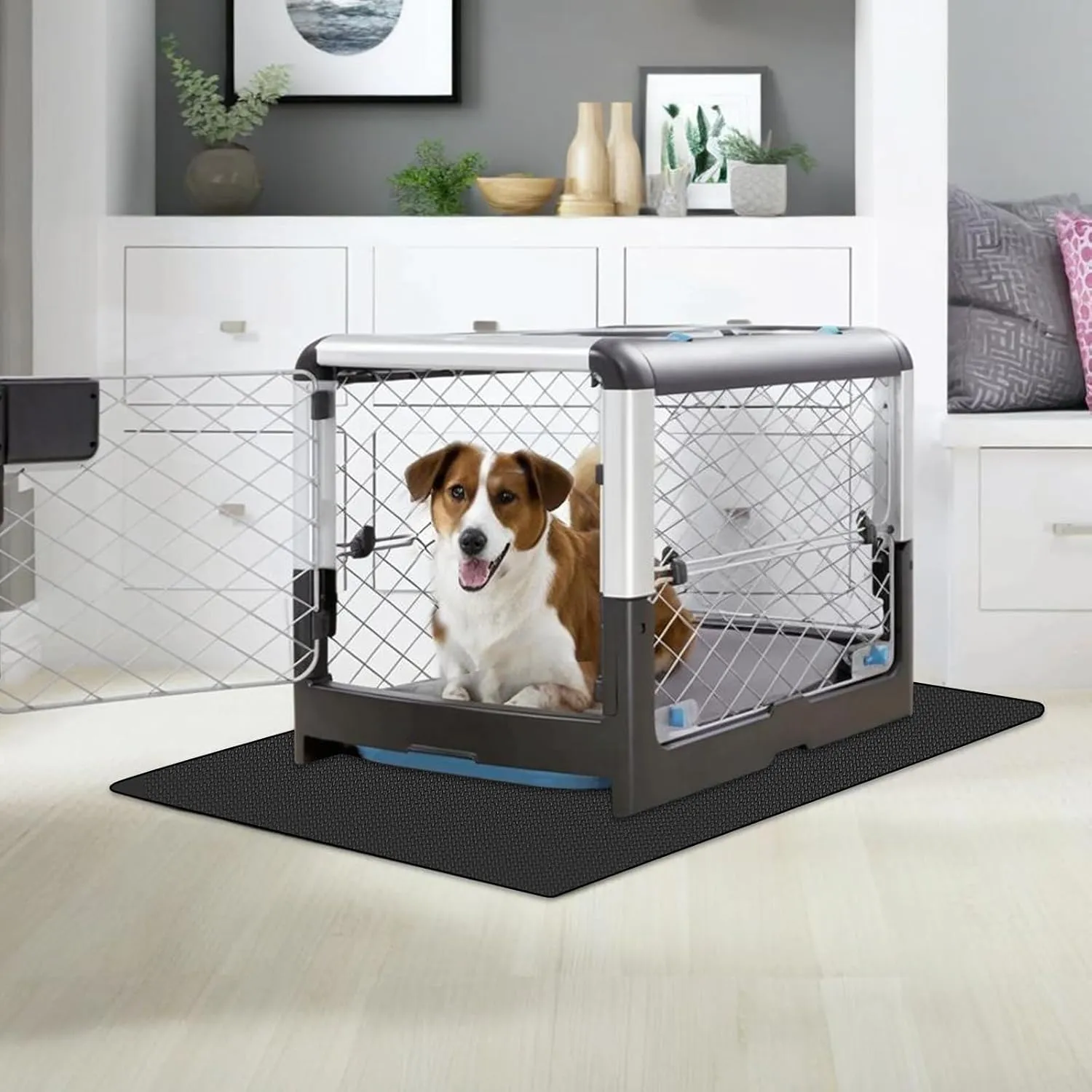 Dog Crate Mat LinerWashable Pee Pads , Absorbs Urine - Waterproof Under Mat Floor Protector Reusable -Dog Crate Pad Ideal for Floor Protector (29" x 48", Count, 1)