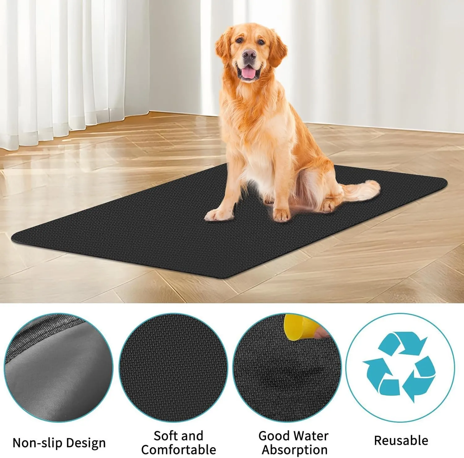 Dog Crate Mat LinerWashable Pee Pads , Absorbs Urine - Waterproof Under Mat Floor Protector Reusable -Dog Crate Pad Ideal for Floor Protector (29" x 48", Count, 1)