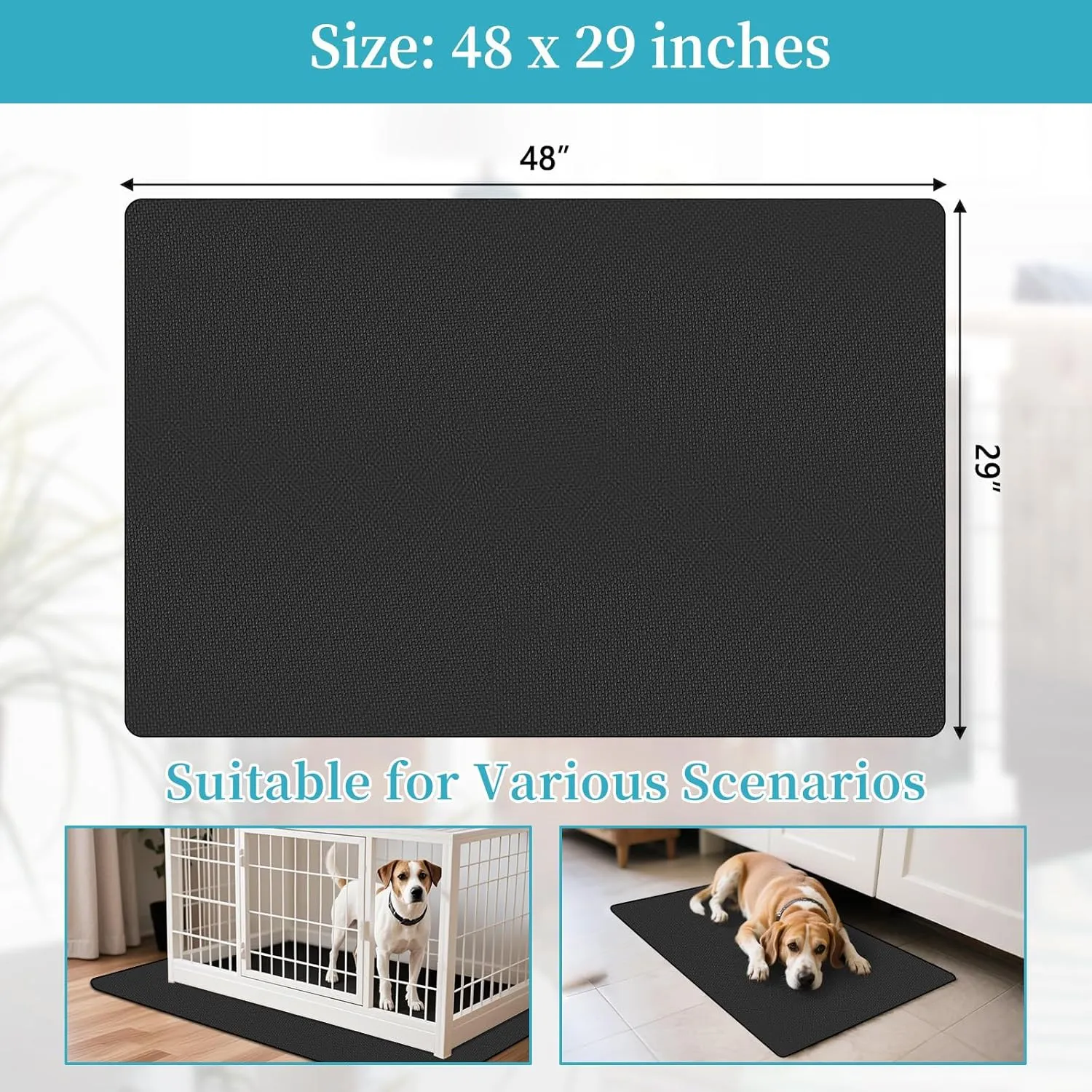 Dog Crate Mat LinerWashable Pee Pads , Absorbs Urine - Waterproof Under Mat Floor Protector Reusable -Dog Crate Pad Ideal for Floor Protector (29" x 48", Count, 1)