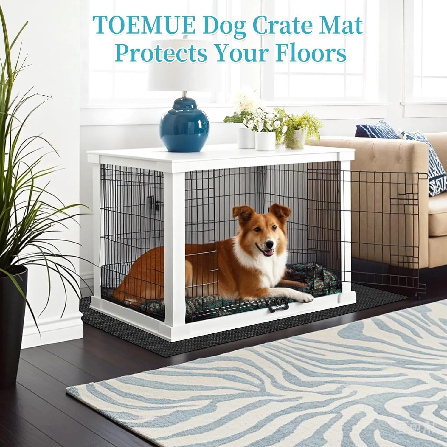 Dog Crate Mat LinerWashable Pee Pads , Absorbs Urine - Waterproof Under Mat Floor Protector Reusable -Dog Crate Pad Ideal for Floor Protector (29" x 48", Count, 1)