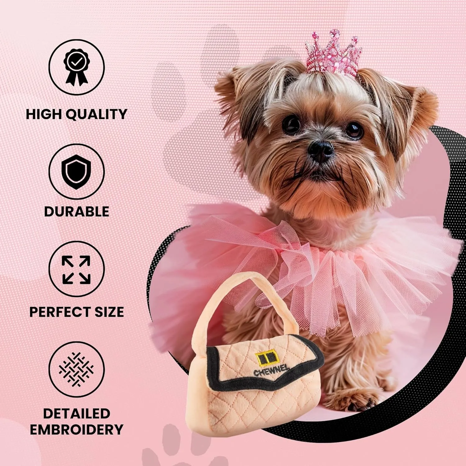 Dog Diggin Designs Runway Pup Collection | Unique Squeaky Parody Plush Dog Toys  Haute Couture Purses & Handbags