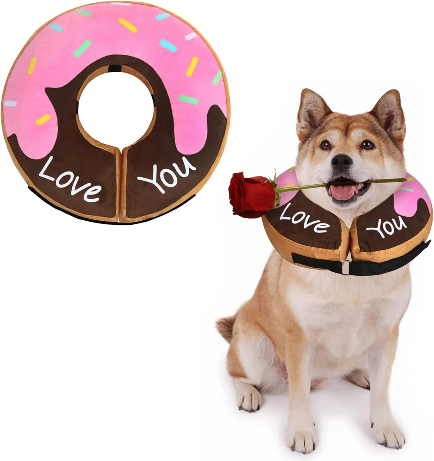 Dog Donut Collar - Soft Dog Cones for Large Medium Small Dogs, Inflatable Dog Cone Alternative After Surgery Pet Recovery E Collars Cones for Dogs and Cats