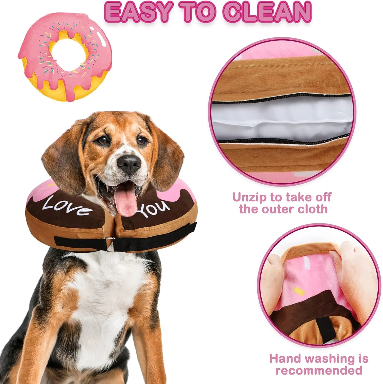 Dog Donut Collar - Soft Dog Cones for Large Medium Small Dogs, Inflatable Dog Cone Alternative After Surgery Pet Recovery E Collars Cones for Dogs and Cats