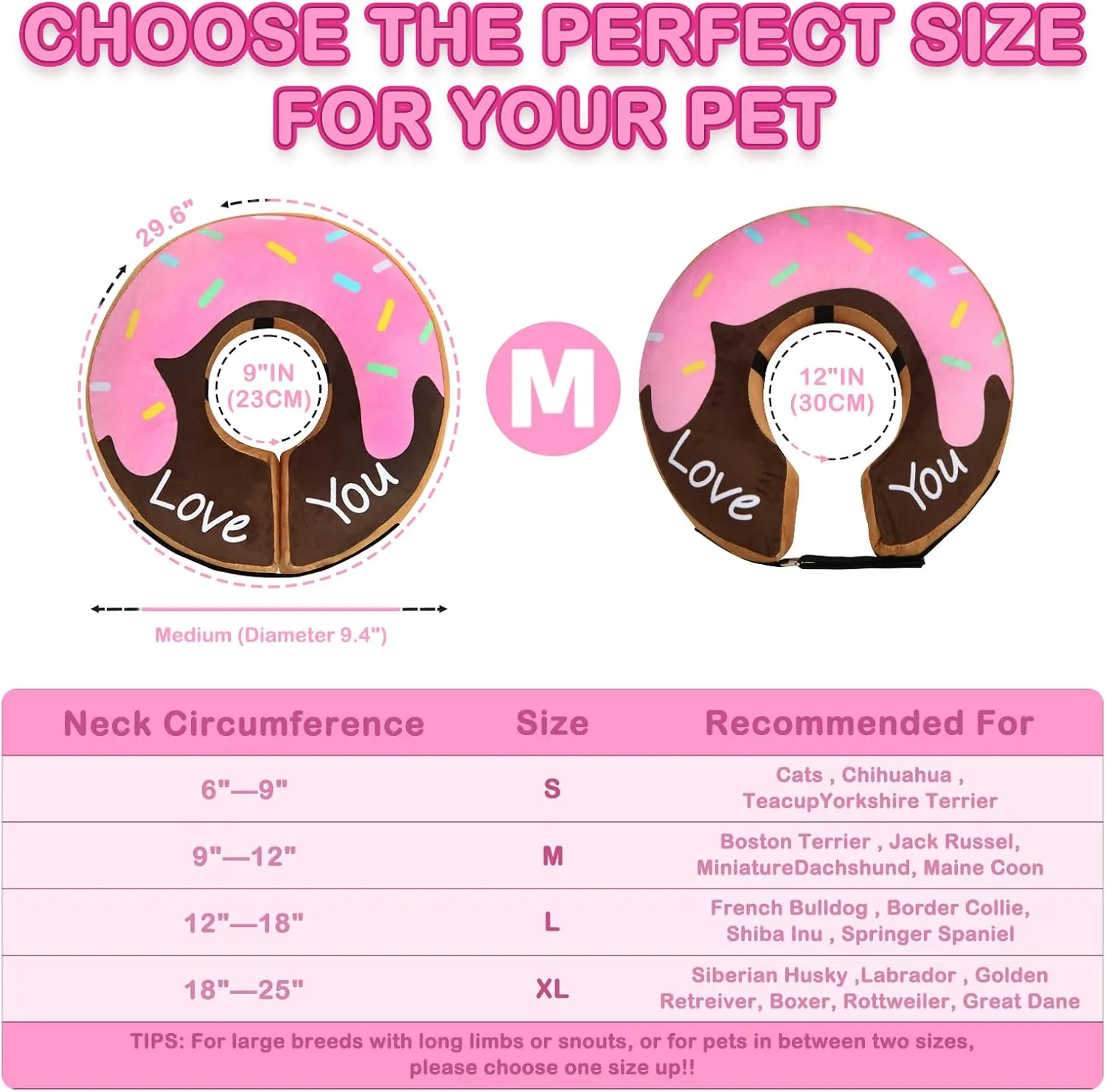Dog Donut Collar - Soft Dog Cones for Large Medium Small Dogs, Inflatable Dog Cone Alternative After Surgery Pet Recovery E Collars Cones for Dogs and Cats