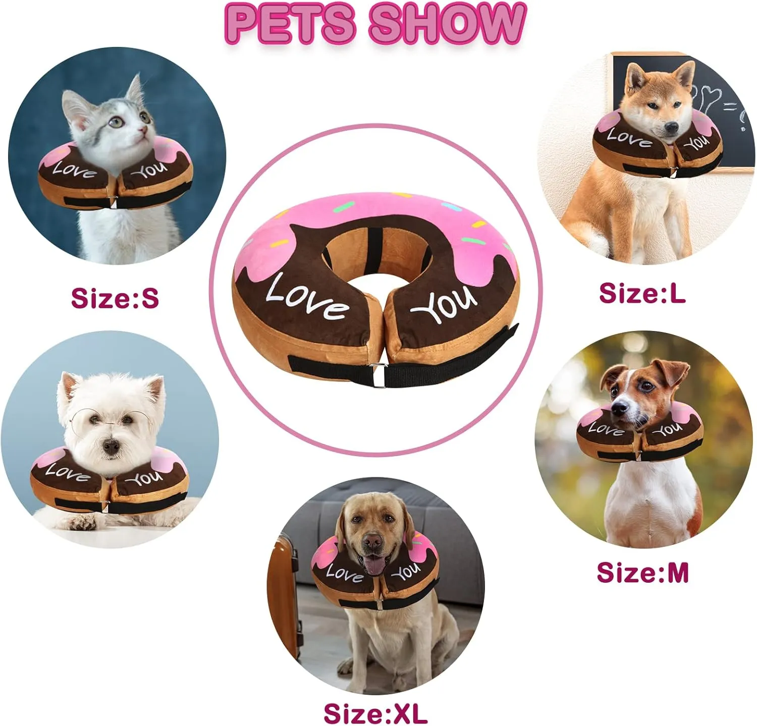 Dog Donut Collar - Soft Dog Cones for Large Medium Small Dogs, Inflatable Dog Cone Alternative After Surgery Pet Recovery E Collars Cones for Dogs and Cats