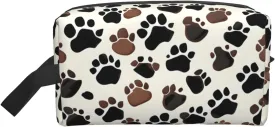 Dog Paw Prints Print Toiletries Makeup and Daily Essentials Large Capacity Zippered Storage Travel Bag