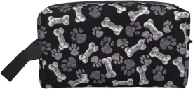Dog Puppy Paw Print Large Capacity Cosmetic Organizer for Women and Men Portable Travel Makeup Pouch