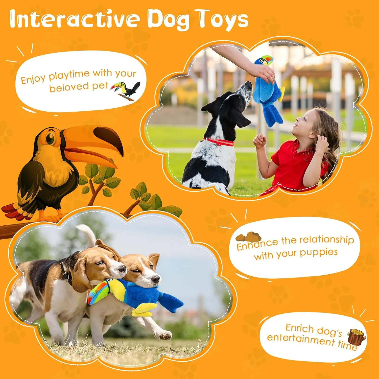 Dog Squeaky Toys: Stuffed Animal Dog Plush Chew Toy for Small, Medium, Large Dogs-Puppy Toys to Keep Them Busy