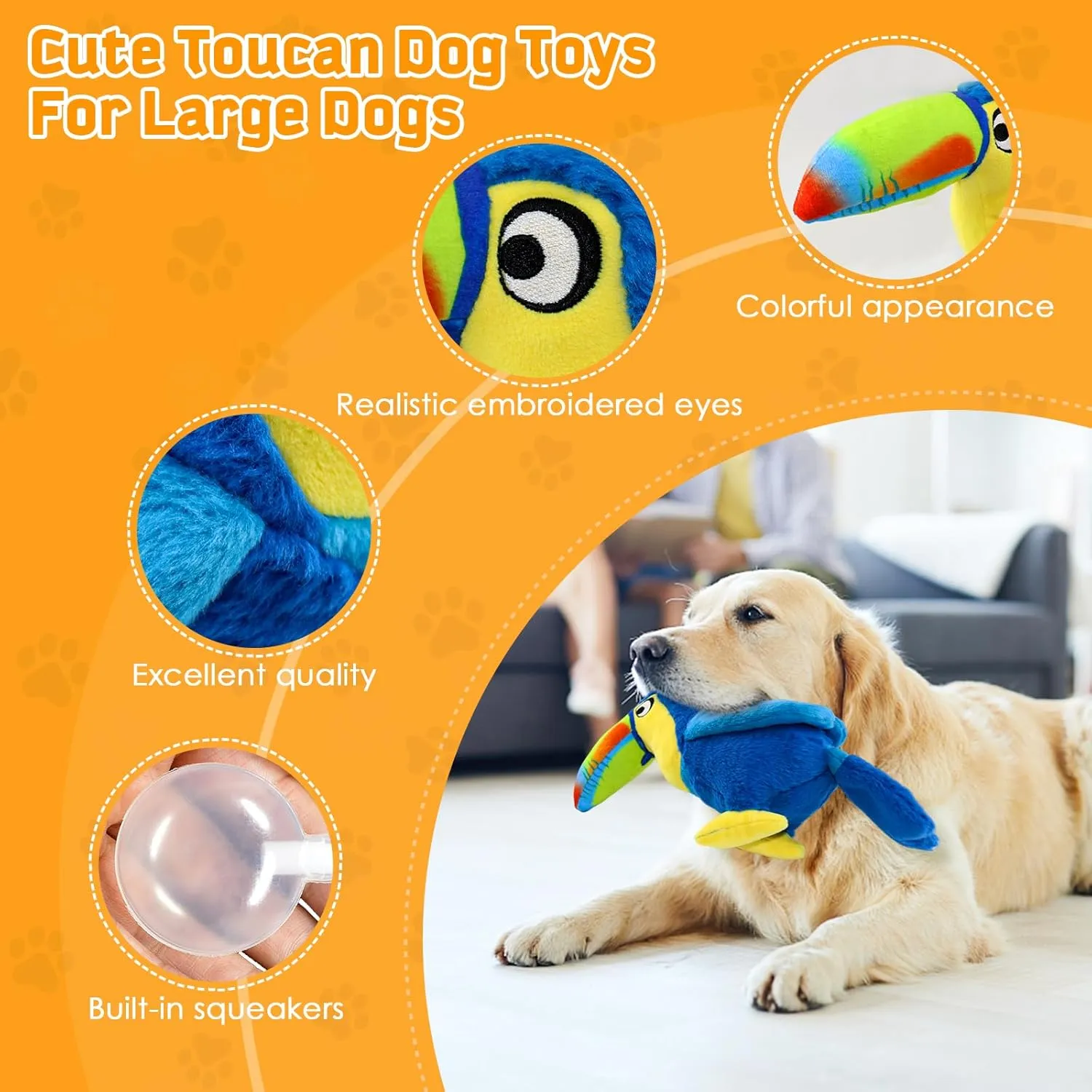 Dog Squeaky Toys: Stuffed Animal Dog Plush Chew Toy for Small, Medium, Large Dogs-Puppy Toys to Keep Them Busy