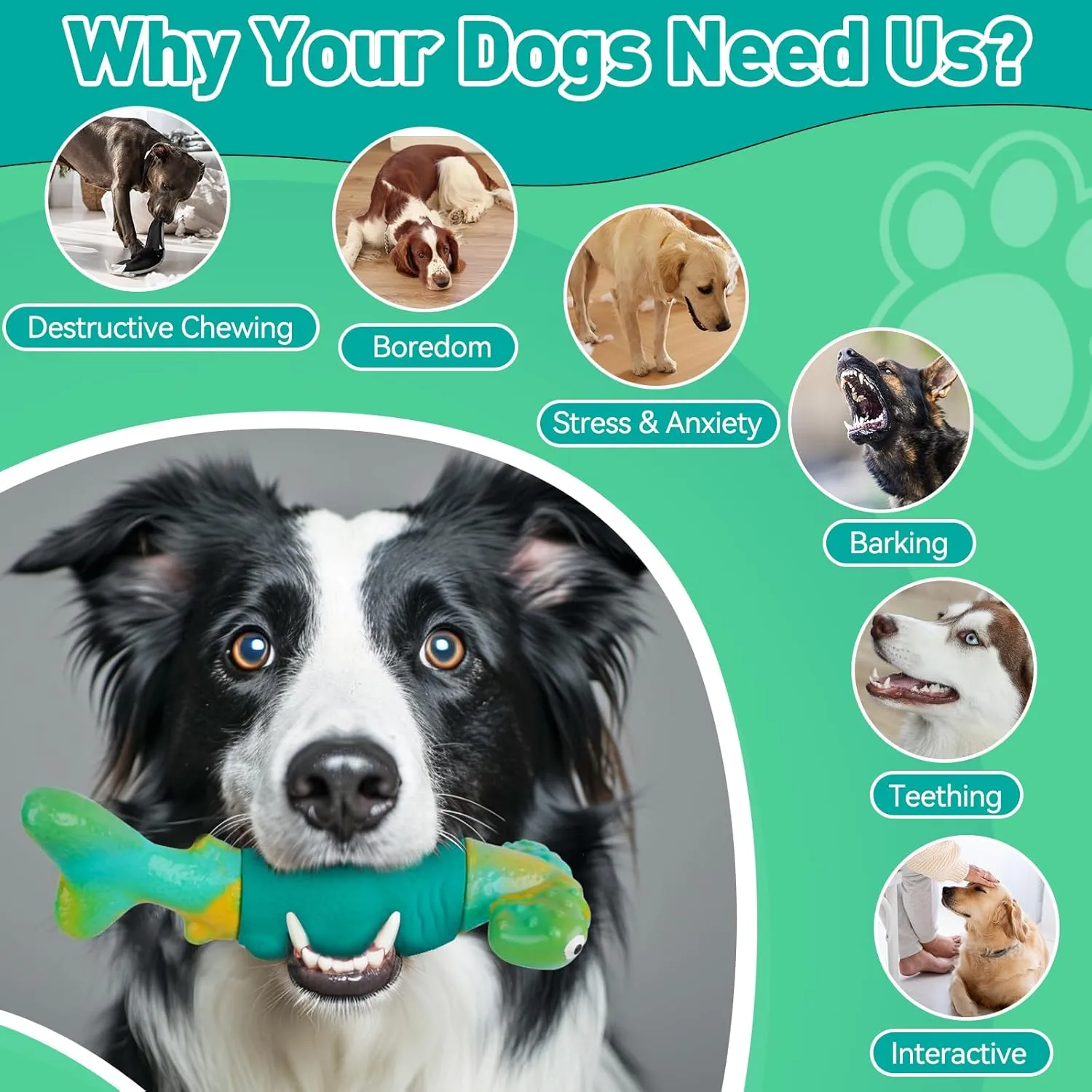 Dog Toys for Aggressive Chewers, Interactive Dog Chew Toys for Large Dogs, Indestructible Squeaky Toys to Keep Them Busy, Tough Toys for Medium/Large Breed (Green)