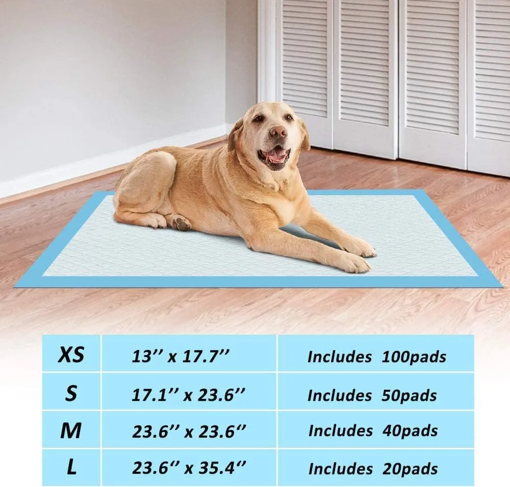 Dog Training Pads, Blue Absorbent Puppy Pee Pads, Pack of Multiple,Super-Absorbent Waterproof Dog and Puppy Pet Training Pad, Housebreaking Pet Pad, 100-Count Extra Small-Size, 13X17.7, Blue