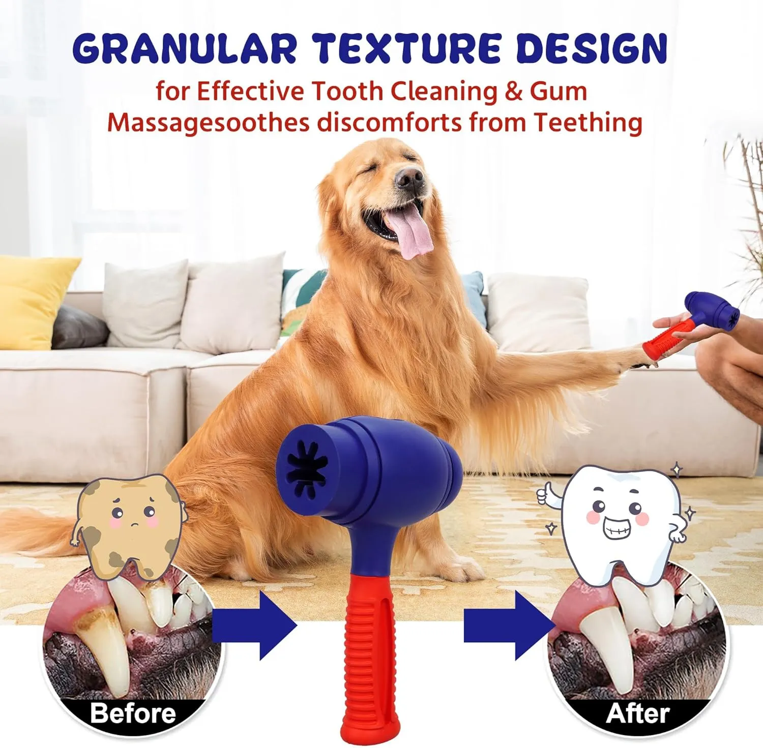 Dog Training Toys for Aggressive Chewers Pet Chompion Heavyweight Dog Chew Toy for Medium Large BreedsFood Grade Non-Toxic Dental Pet Toy(Hammer Dog Toys, 6.78 in XLarge)