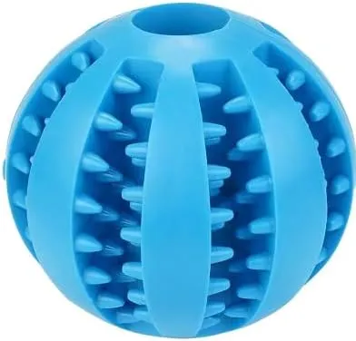 Dog Treat Toy Ball, Dog Tooth Cleaning, Toy Interactive Dog Toys, Dog Puzzle Teething Toys Ball, Pack of 2 (Blue & Green, 2.75" 7cm)