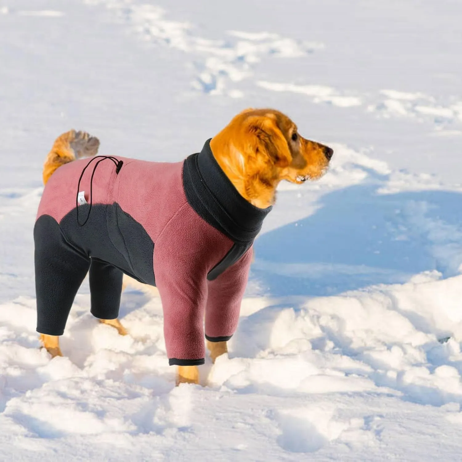 Dog Winter Coat Soft Warm Fleece Pullover Pajamas for Small Medium Large Dogs, Windproof Dog Cold Weather Jacket Full Body Onesie,Dog High Collar Jumpsuit Outfit Clothes Apparel for Walking Hiking,2XL
