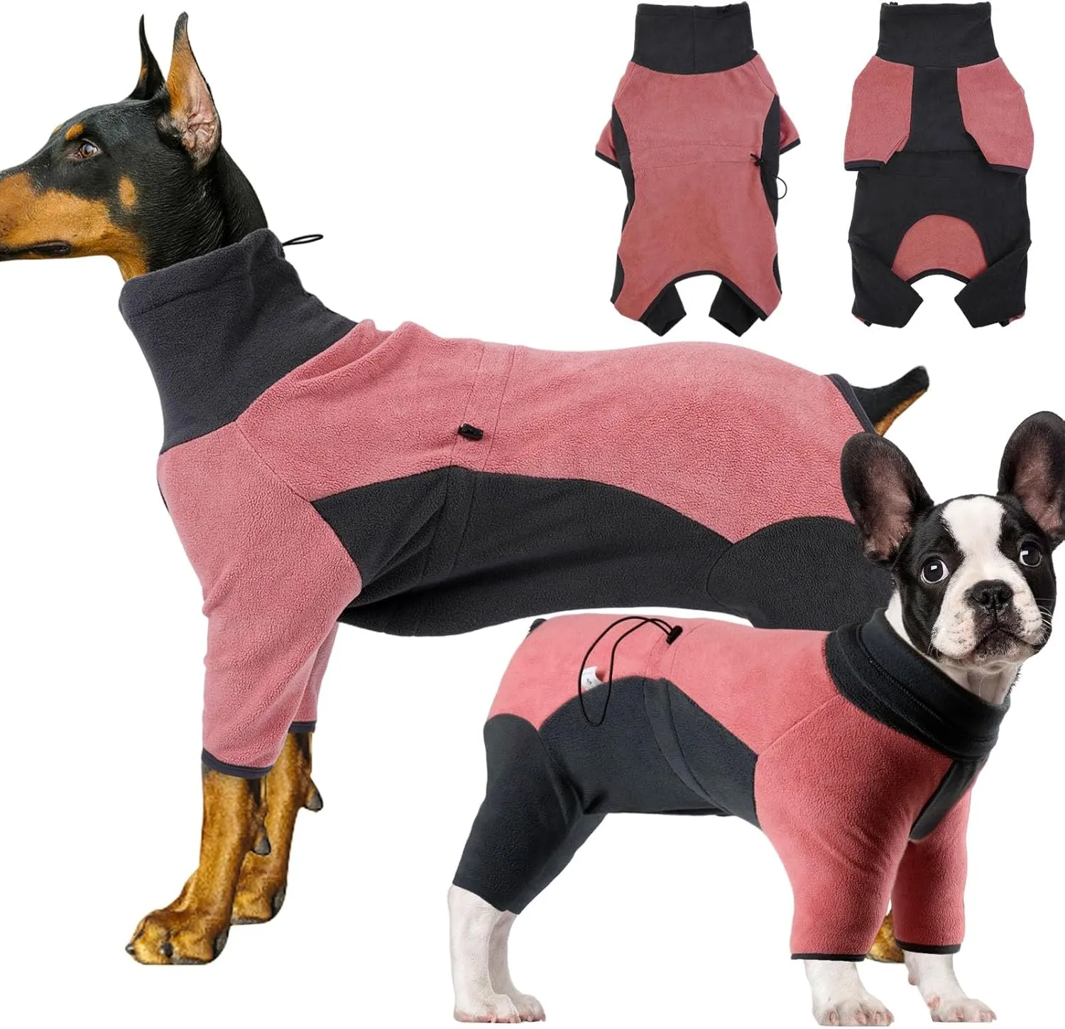Dog Winter Coat Soft Warm Fleece Pullover Pajamas for Small Medium Large Dogs, Windproof Dog Cold Weather Jacket Full Body Onesie,Dog High Collar Jumpsuit Outfit Clothes Apparel for Walking Hiking,2XL