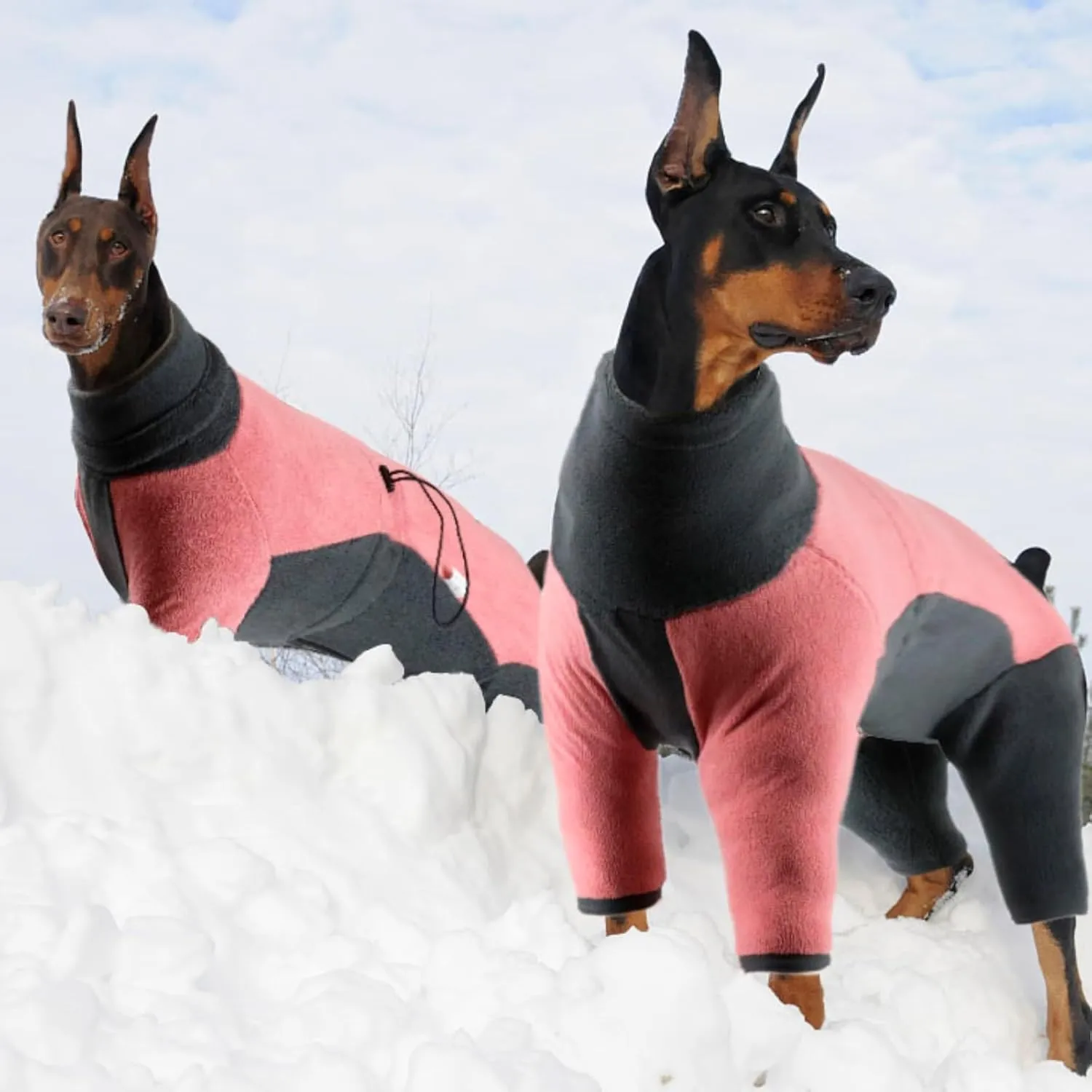 Dog Winter Coat Soft Warm Fleece Pullover Pajamas for Small Medium Large Dogs, Windproof Dog Cold Weather Jacket Full Body Onesie,Dog High Collar Jumpsuit Outfit Clothes Apparel for Walking Hiking,2XL