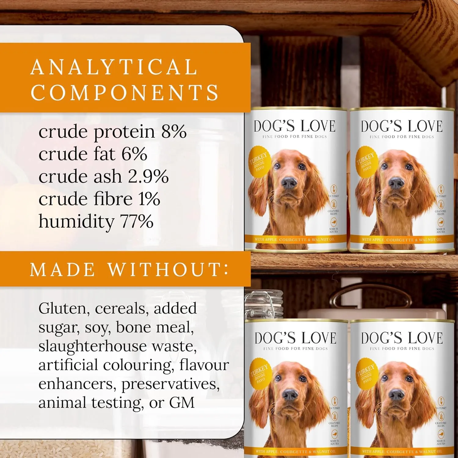 DOG'S LOVE Turkey Canned Dog Food Wet, Grain-Free Wet Dog Food - Human-Grade Quality, Single Protein - Rich in Essential Nutrients, Healthy Choice for Better Digestion & Immunity - 6 Cans, 14.1 Oz