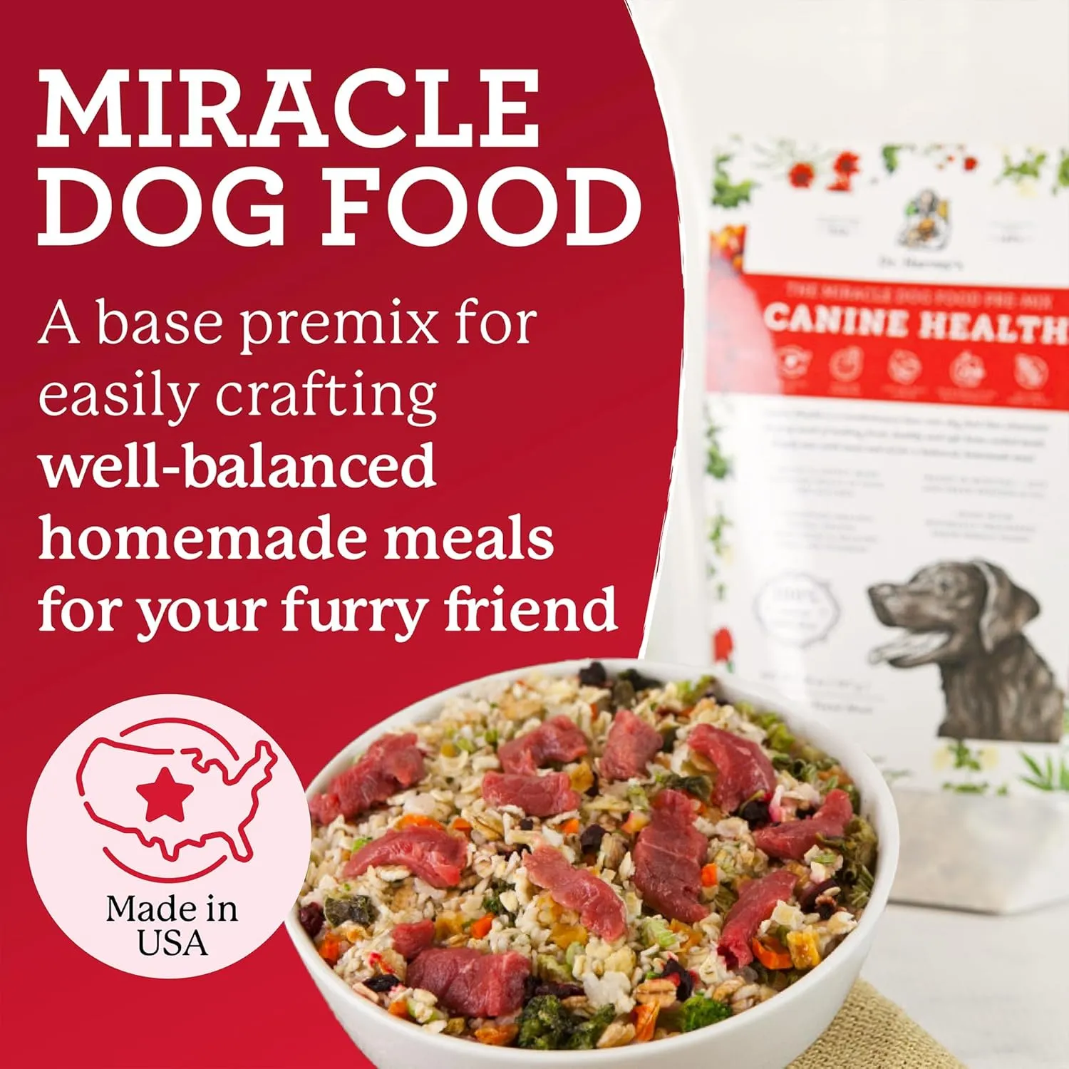 Dr. Harvey's Canine Health Miracle Dog Food, Human Grade Dehydrated Base Mix for Dogs with Organic Whole Grains and Vegetables (5 Pounds)