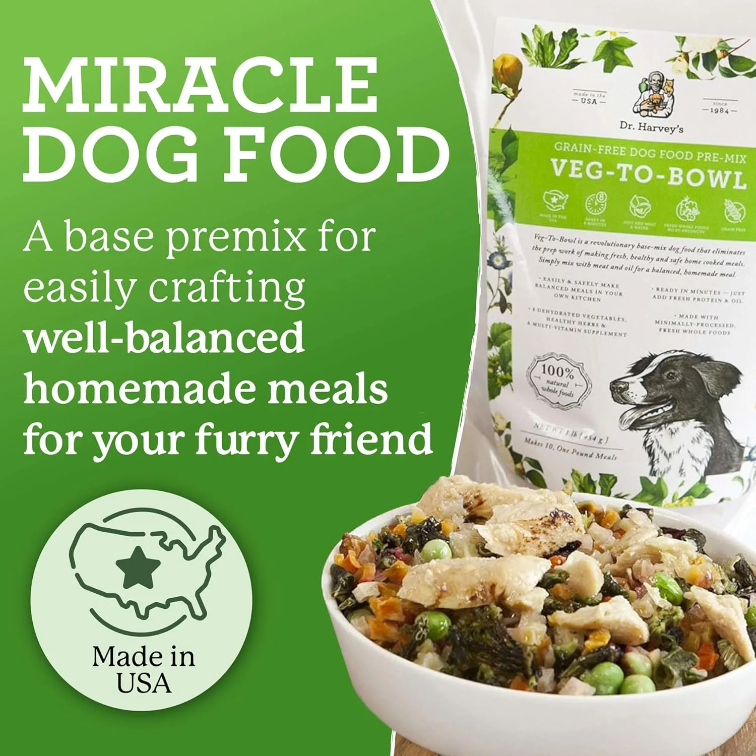 Dr. Harveys Veg-to-Bowl Pre-Mix Dog Food, Grain Free for a Whole Food Diet (5 pounds)