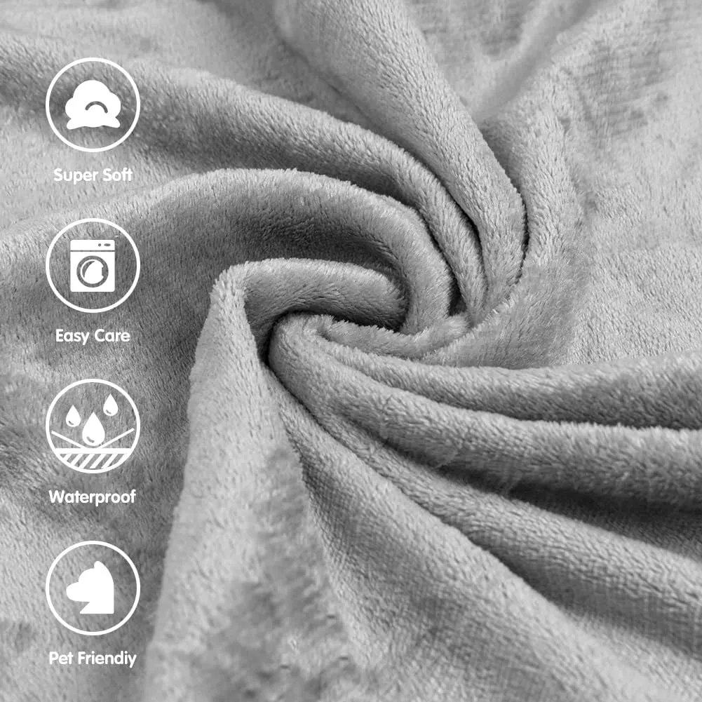 DUJUIKE Waterproof Bed Blanket, Flannel Waterproof Dog Blanket, Light Gray Cover Blanket, Waterproof Dog Bed Cover Pet Blanket for Furniture Bed Sofa, Double-Sided Cover Blanket (30"40", Light Grey)