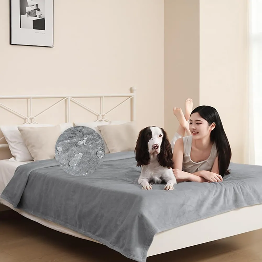 DUJUIKE Waterproof Bed Blanket, Flannel Waterproof Dog Blanket, Light Gray Cover Blanket, Waterproof Dog Bed Cover Pet Blanket for Furniture Bed Sofa, Double-Sided Cover Blanket (30"40", Light Grey)