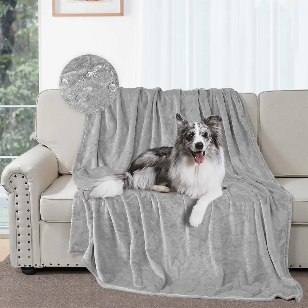 DUJUIKE Waterproof Bed Blanket, Flannel Waterproof Dog Blanket, Light Gray Cover Blanket, Waterproof Dog Bed Cover Pet Blanket for Furniture Bed Sofa, Double-Sided Cover Blanket (30"40", Light Grey)